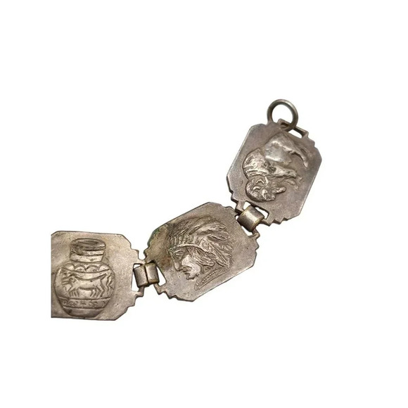 Saint Louis Zoo Souvenir Panel Arrow Head Bracelet Native American Enamel VTG - Picture 5 of 6